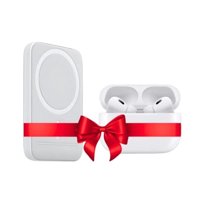 AirPro 2nd Gen and Mag PowerBank combo with red ribbon.