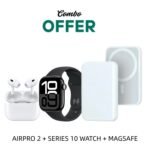 A combo offer featuring Airpro 2nd gen, Watch Series 10, and a Magsafe power bank.