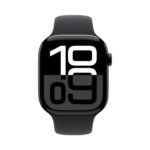 Watch Series 10 front view with bold digital display in black color