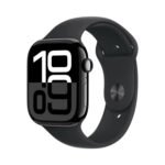 Watch Series 10 side view with sleek black sport band design