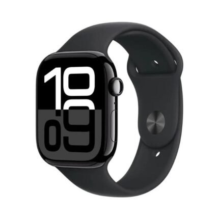 Watch Series 10 side view with sleek black sport band design
