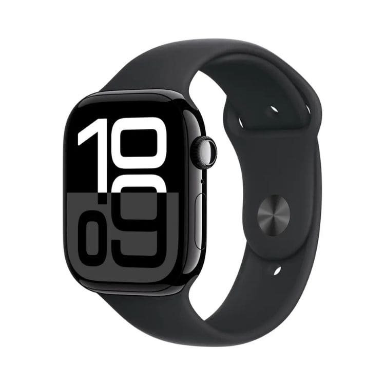 Watch Series 10 side view with sleek black sport band design